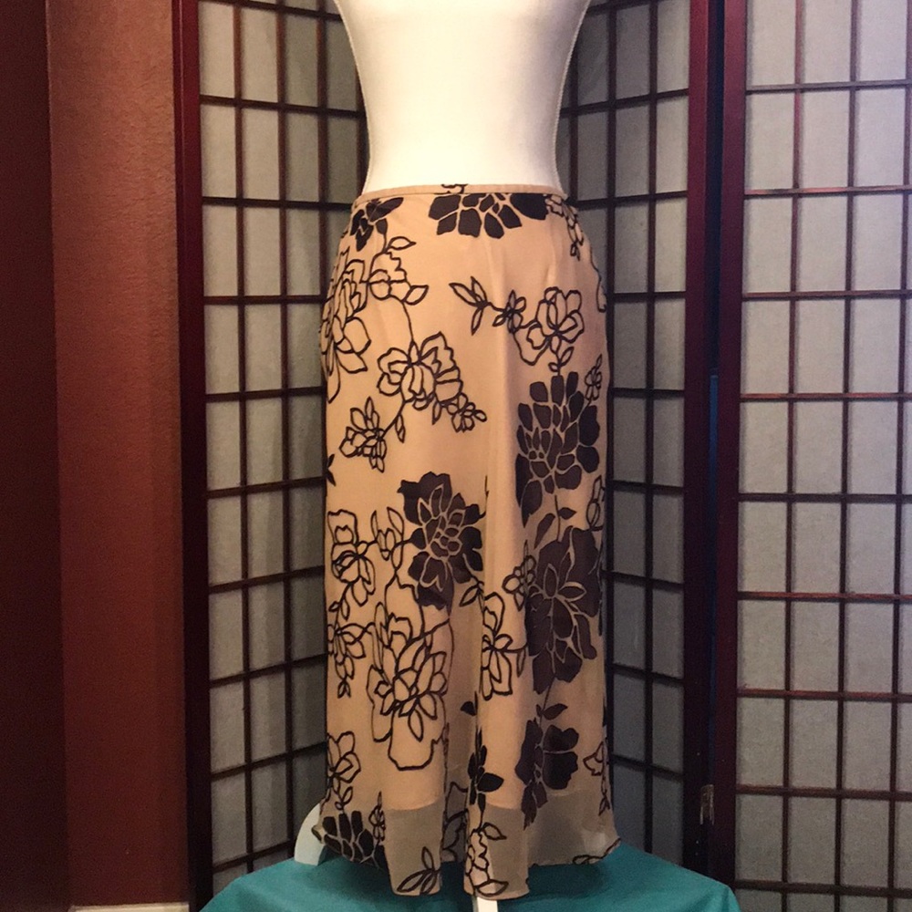 Nine and Company Y2K Silky Lined Sheer Midi Skirt